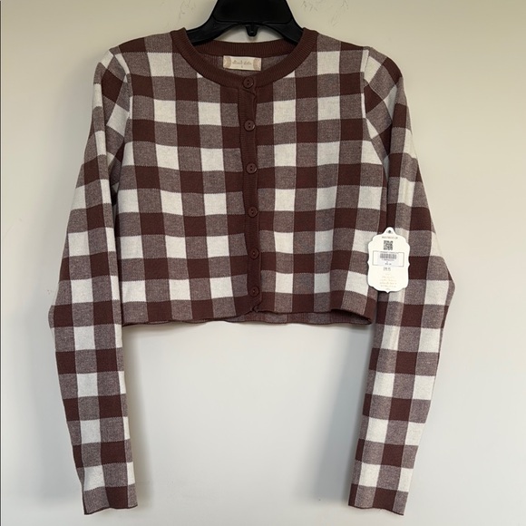 New Altar'd State Checkered Knit Cardigan - Picture 1 of 5